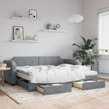 Daybed with Trundle and Drawers Light Grey 90x190 cm Fabric 3197711