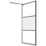 Walk-in Shower Wall 115x195 cm Half Frosted ESG Glass Black 151875
