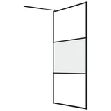 Walk-in Shower Wall 115x195 cm Half Frosted ESG Glass Black 151875