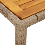 Garden Table Beige 150x90x75 cm Poly Rattan Acacia Wood 368127