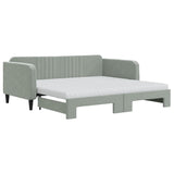Daybed with Trundle and Mattresses Light Grey 90x190 cm Velvet 3197155