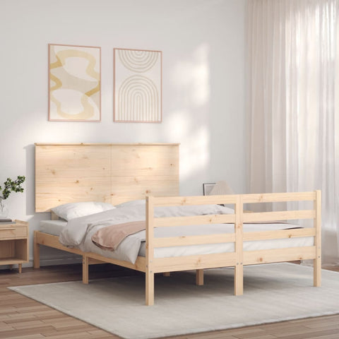 ZNTS Bed Frame without Mattress 140x190 cm Solid Wood 3195201