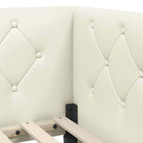 Corner Bed Frame with Headboard Cream 90 x 190 cm Velvet 42016530