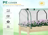 Outdoor Elevated Wood Planter Box for Herbs and Vegetables Raised Garden Bed with PE Greenhouse T3398P325085