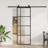 Sliding Door with Hardware Set Black 76x205 cm ESG Glass 3375949