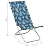 ZNTS Folding Beach Chairs 2 pcs Leaf Print Fabric 310382