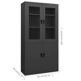 Office Cabinet Anthracite Steel, tempered glass Large 335949