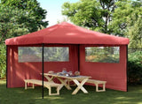 Foldable Party Tent Pop-Up with 2 Sidewalls Burgundy 4004924