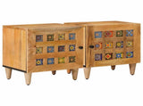 Bedside Cabinet 2 pcs Natural 40 x 33 x 46 cm Solid Mango Wood 4018257