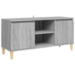 TV Cabinet with Solid Wood Legs Grey Sonoma 103.5x35x50 cm 813159