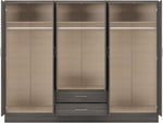 ZNTS Nevada 6 Door 2 Drawer Mirrored Wardrobe 100-101-133