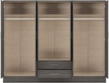 ZNTS Nevada 6 Door 2 Drawer Mirrored Wardrobe 100-101-133