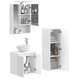 Bathroom Furniture Set 4 pcs White Engineered Wood and Glass 3407415