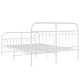 Metal Bed Frame without Mattress with Footboard White 140x190cm 376667