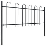 ZNTS Garden Fence with Hoop Top Steel 11.9x0.8 m Black 277653