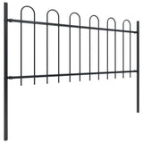 ZNTS Garden Fence with Hoop Top Steel 8.5x0.8 m Black 277651