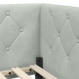 Corner Bed Frame with Headboard Light Grey 100 x 200 cm Velvet 42016543