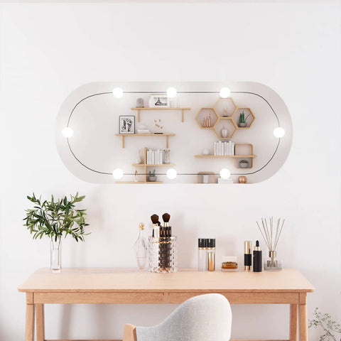 Wall Mirror with LED Lights 40x90 cm Glass Oval 3189163