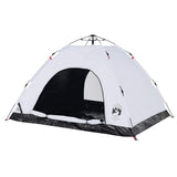 Camping Tent 4-Person White Blackout Fabric Quick Release 4004172