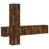 5 Piece TV Wall Units Smoked Oak Engineered Wood 3216461