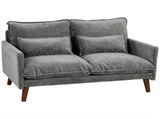 2 Seater Sofa, Loveseat Sofa with Spring Cushions, Wide and Deep Seat, Wood Legs, Grey T3398P552549