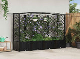 Raised Bed with Trellis and Roof Black 204 x 40 x 141 cm PP 42032538