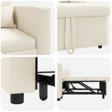 Pull out Sofa Bed Single Cream white 90 x 165 x 87 cm Fabric 42002696