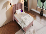 (N601P288477R) Upholstered Single Bed with USB and Type-C Charging, 3FT Bed Frame with Wooden N601P459871R