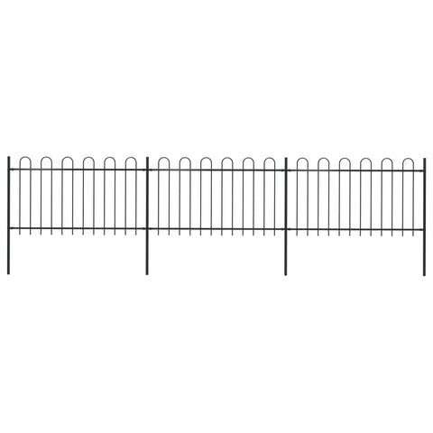 ZNTS Garden Fence with Hoop Top Steel 5.1x1 m Black 277658