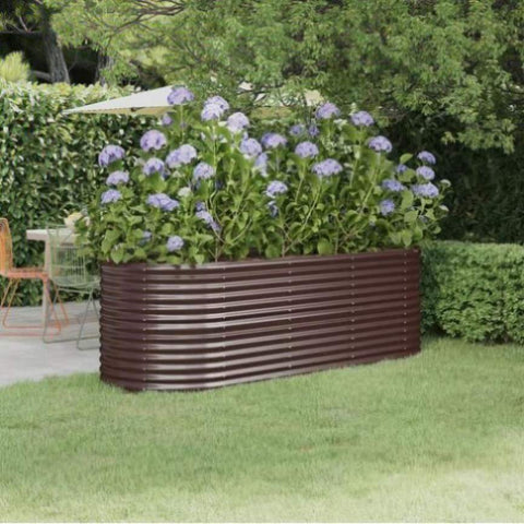 Garden Raised Bed Galvanised Steel 224x80x68 cm Brown 318955