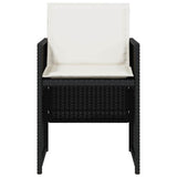 5 Piece Garden Dining Set with Cushions Black Poly Rattan 365080