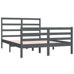 ZNTS Bed Frame without Mattress Grey Solid Wood Pine 135x190 cm Double Double 3104983