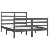 ZNTS Bed Frame without Mattress Grey Solid Wood Pine 135x190 cm Double Double 3104983