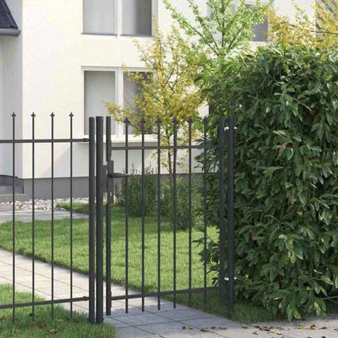 Fence Gate Grey 100 x 120 cm Powder coated steel 42008880