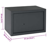 Safe Box with Lock Dark grey 31 x 20 x 20 cm Steel 42011314
