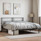 Metal Bed Frame without Mattress with Headboard Black 160x200cm 372280