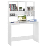Desk with Shelf High Gloss White 110x45x157 cm Engineered Wood 800393