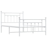 Bed Frame White Powder-Coated Steel Single Bed Frame 353599