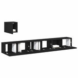 TV Cabinet Set 4 pcs Black Oak Engineered Wood 3333061