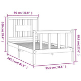 Bed Frame without Mattress White Solid Wood Pine 90x200 cm 3188152