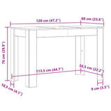 ZNTS Dining Table Old Wood 120x60x76 cm Engineered Wood 855840