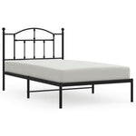 ZNTS Metal Bed Frame without Mattress with Headboard Black 100x190cm 353433