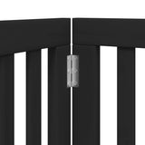 Dog Gate with Door Foldable 6 Panels Black 300 cm Poplar Wood 352255