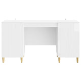 Desk High Gloss White 142.5 x 50 x 75 cm Engineered Wood 3414598
