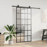 Sliding Door with Hardware Set Black 102x205 cm ESG Glass 3375855