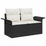 Garden Sofa with Cushion Black 141 x 62 x 69cm Poly Rattan 42006702
