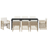 Garden Dining Set 9 pcs Beige Poly Rattan 3380636
