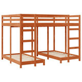 Triple Bunk Bed Frame Wax brown 140 x 200 cm Solid Pine Wood 3414566