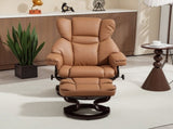 360&deg Swivel Recliner Chair with Footstool, PU Leather Manual Recliner Armchair with Footstool, T3398P378077