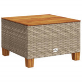 Garden Table Beige 55x55x36 cm Poly Rattan Acacia Wood 365910